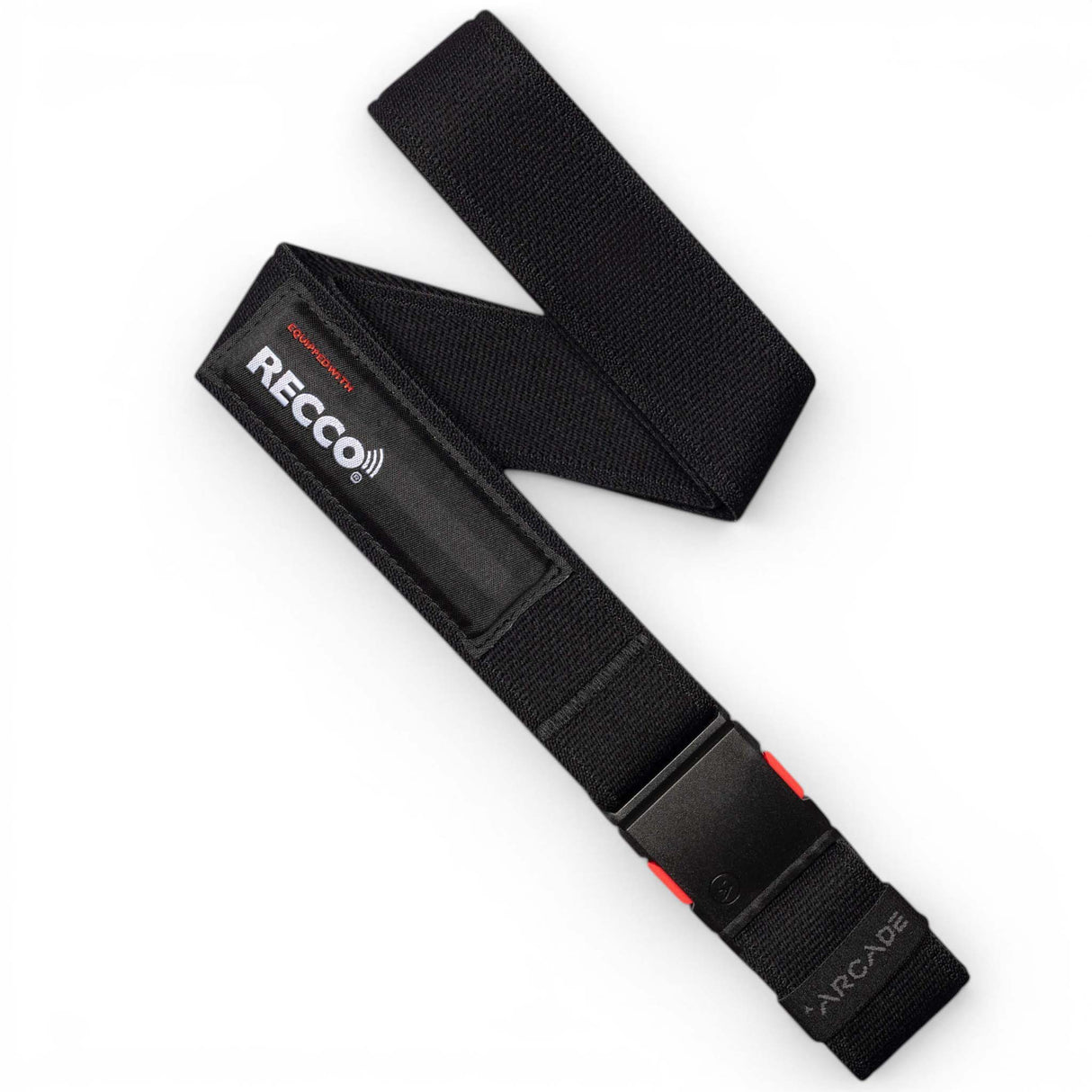 XRecco-Black RECCO avalanche rescue belt on a white background