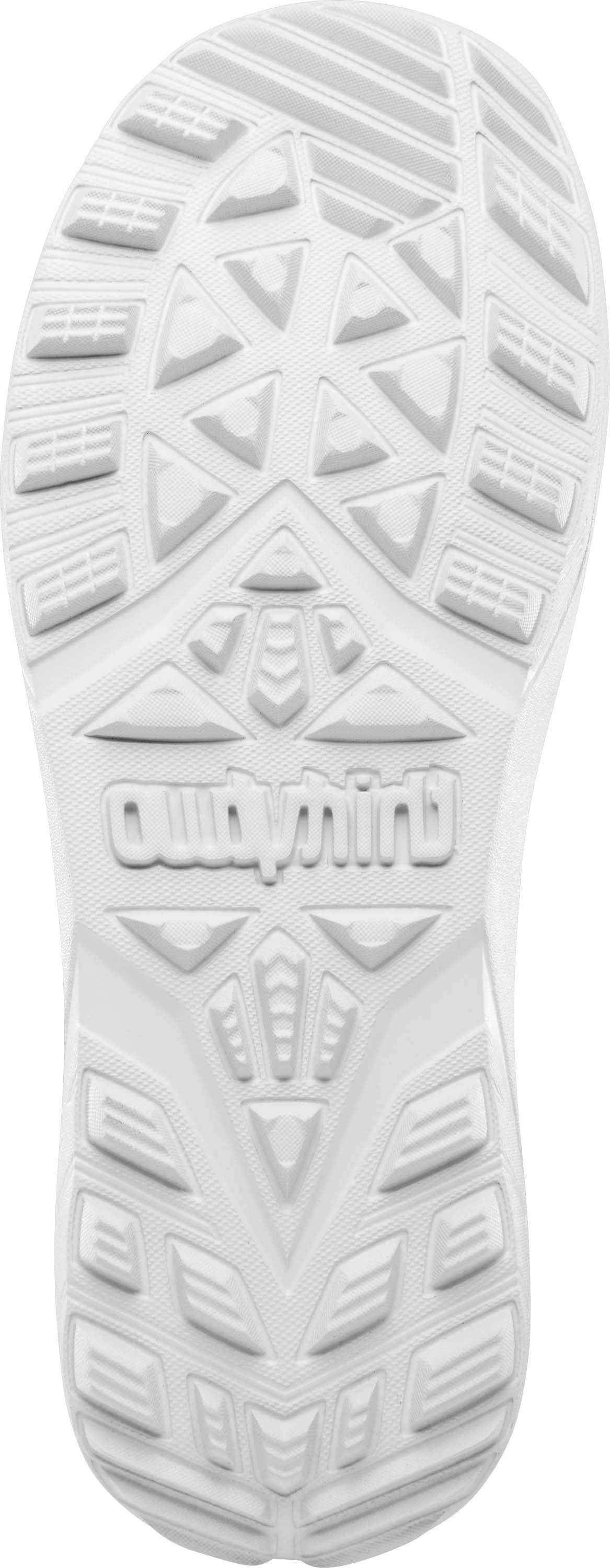 YouthLashedBoa-Black snowboard boot with white sole on a white background