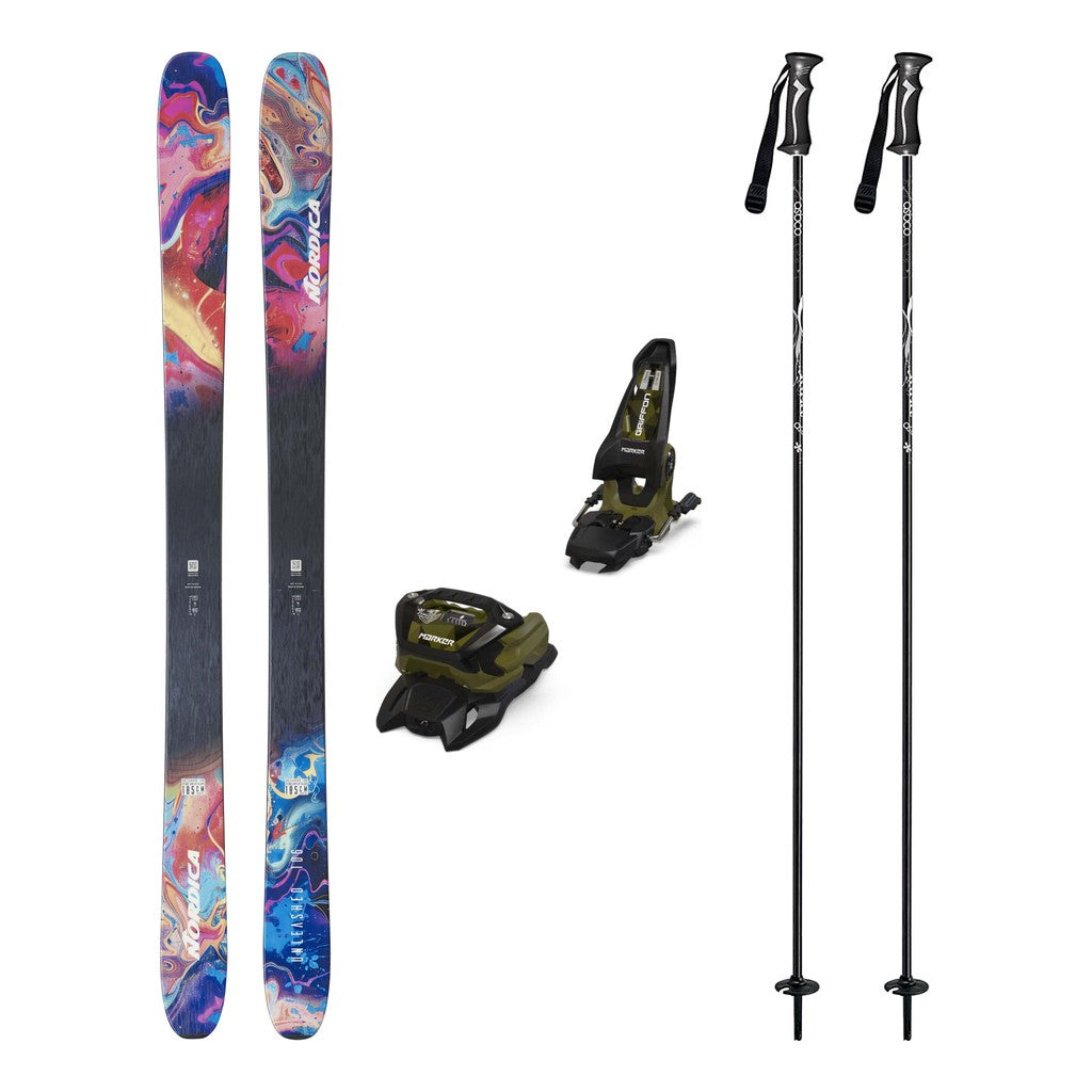 Nordica Unleashed 106 Mens Skis 2027 with Griffon 13 Bindings Ski Package - Black/Olive Green