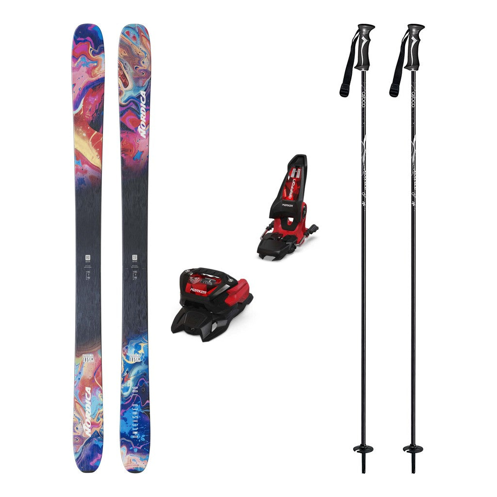 Nordica Unleashed 106 Mens Skis 2027 with Griffon 13 Bindings Ski Package - Black/Red