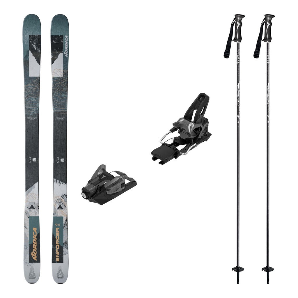 Nordica Enforcer 94 Mens Skis 2027 with Strive 14 Bindings Ski Package - Black/Gunmetal