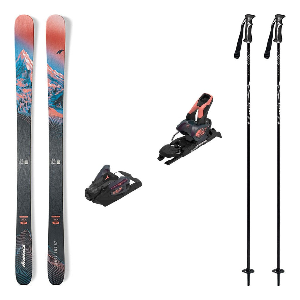 Nordica Santa Ana 87 Womens Skis 2027 with Strive 12 Bindings Ski Package - Bent Chetler Salmon