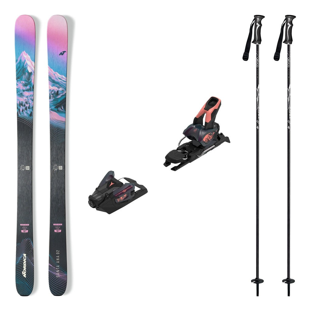 Nordica Santa Ana 92 Womens Skis 2027 with Strive 12 Bindings Ski Package - Bent Chetler Salmon