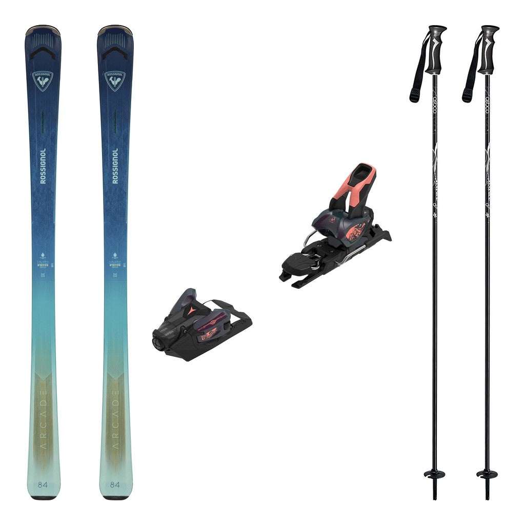 Rossignol Arcade 84 Womens Skis 2027 with Strive 12 Bindings Ski Package - Bent Chetler Salmon