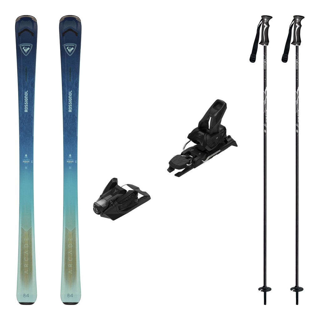 Rossignol Arcade 84 Womens Skis 2027 with Strive 12 Bindings Ski Package - Black