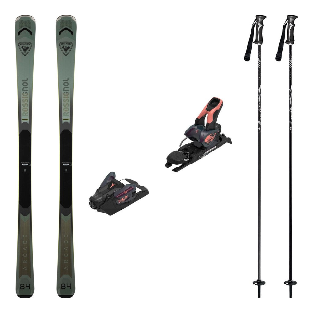 Rossignol Arcade 84 Mens Skis 2027 with Strive 12 Bindings Ski Package - Bent Chetler Salmon