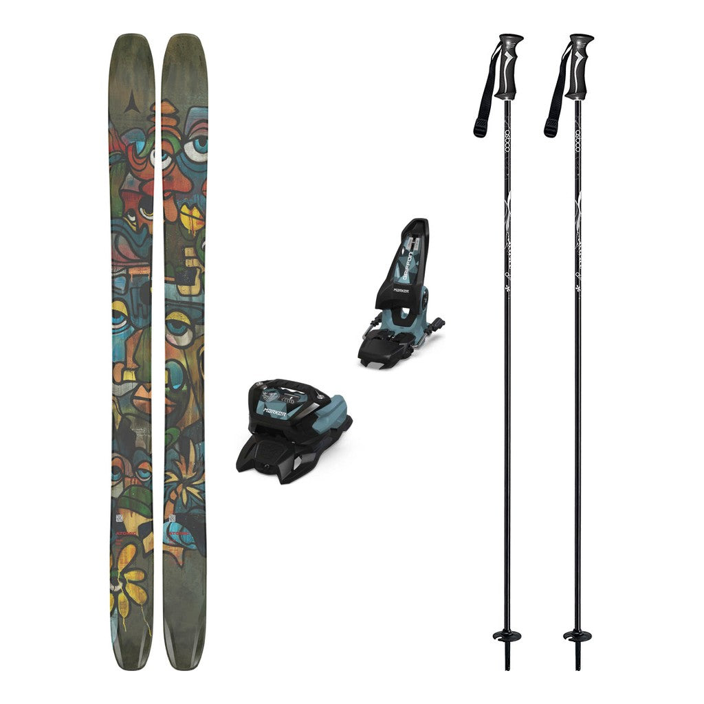 Atomic Bent 110 Adult Skis 2026 with Marker Griffon 13 Bindings Ski Package - Black/Powder Blue