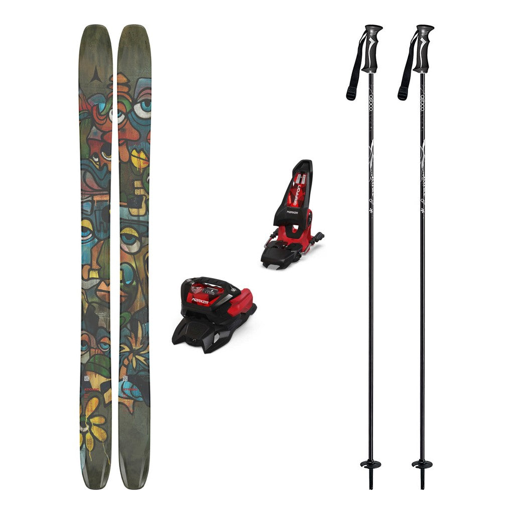 Atomic Bent 110 Adult Skis 2026 with Marker Griffon 13 Bindings Ski Package - Black/Red