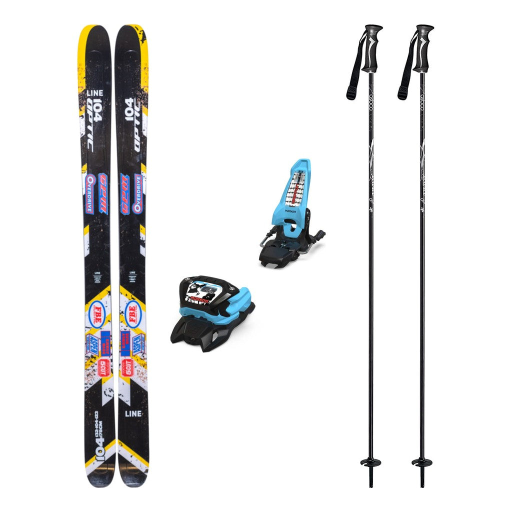 Line Optic 104 Adult Skis 2026 with Marker Griffon 13 Bindings Ski Package - Black/Light Blue
