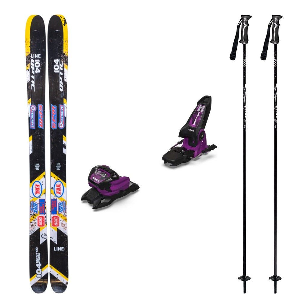 Line Optic 104 Adult Skis 2026 with Marker Griffon 13 Bindings Ski Package - Black/Purple