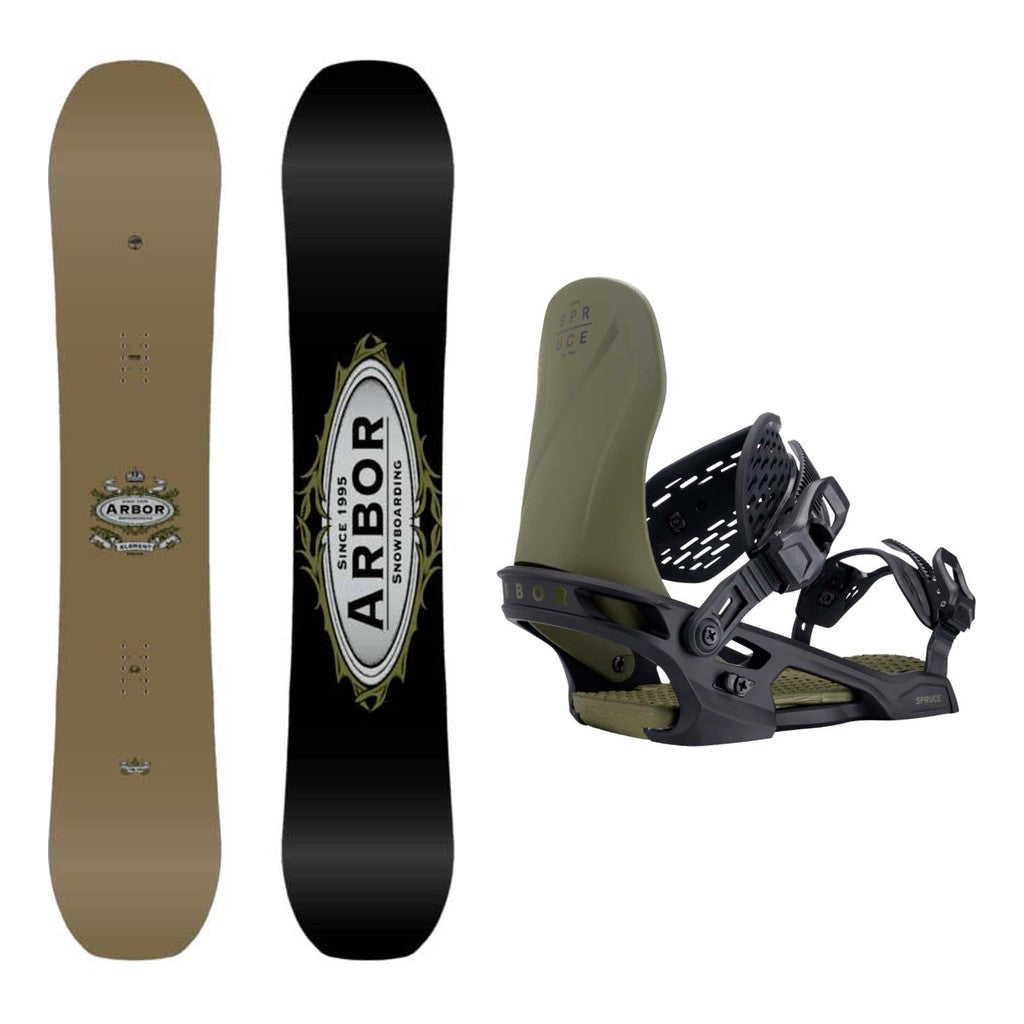 Arbor Element Decon Mens Snowboard 2027 with Spruce Bindings Snowboard Package - Military/Black