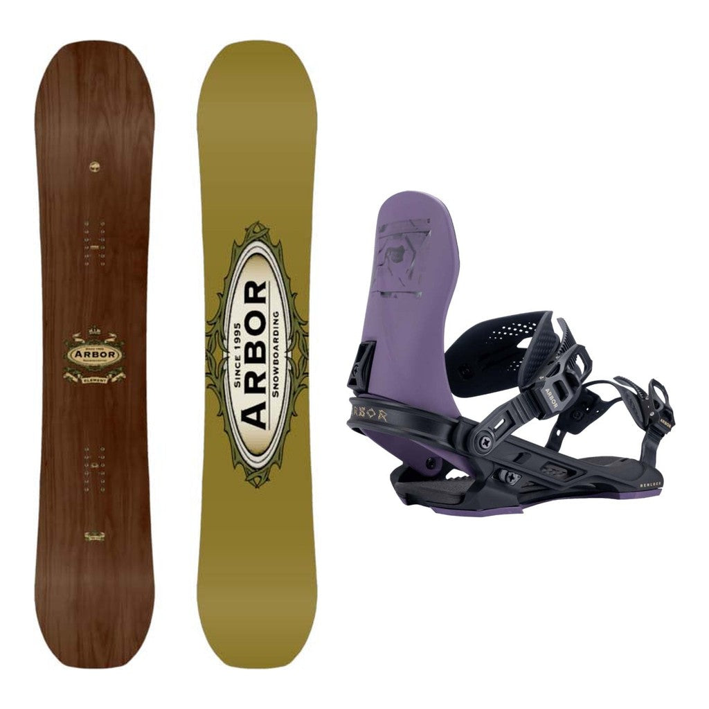 Arbor Element Mens Snowboard 2027 with Hemlock Bindings Snowboard Package
