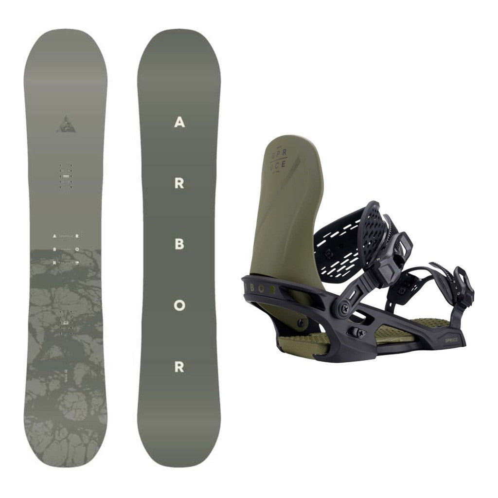 Arbor Formula Decon Mens Snowboard 2027 with Spruce Bindings Snowboard Package - Military/Black