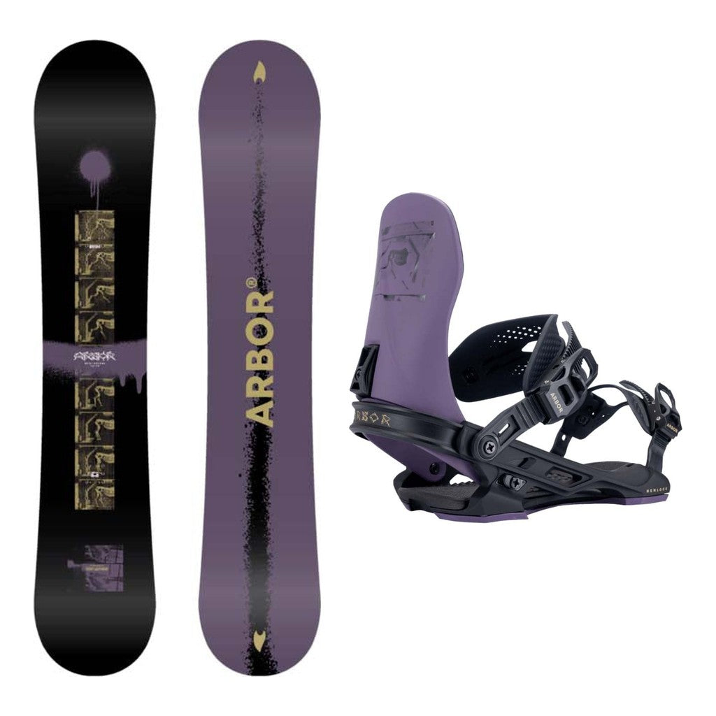 Arbor Metal Machine Mens Snowboard 2027 with Hemlock Bindings Snowboard Package