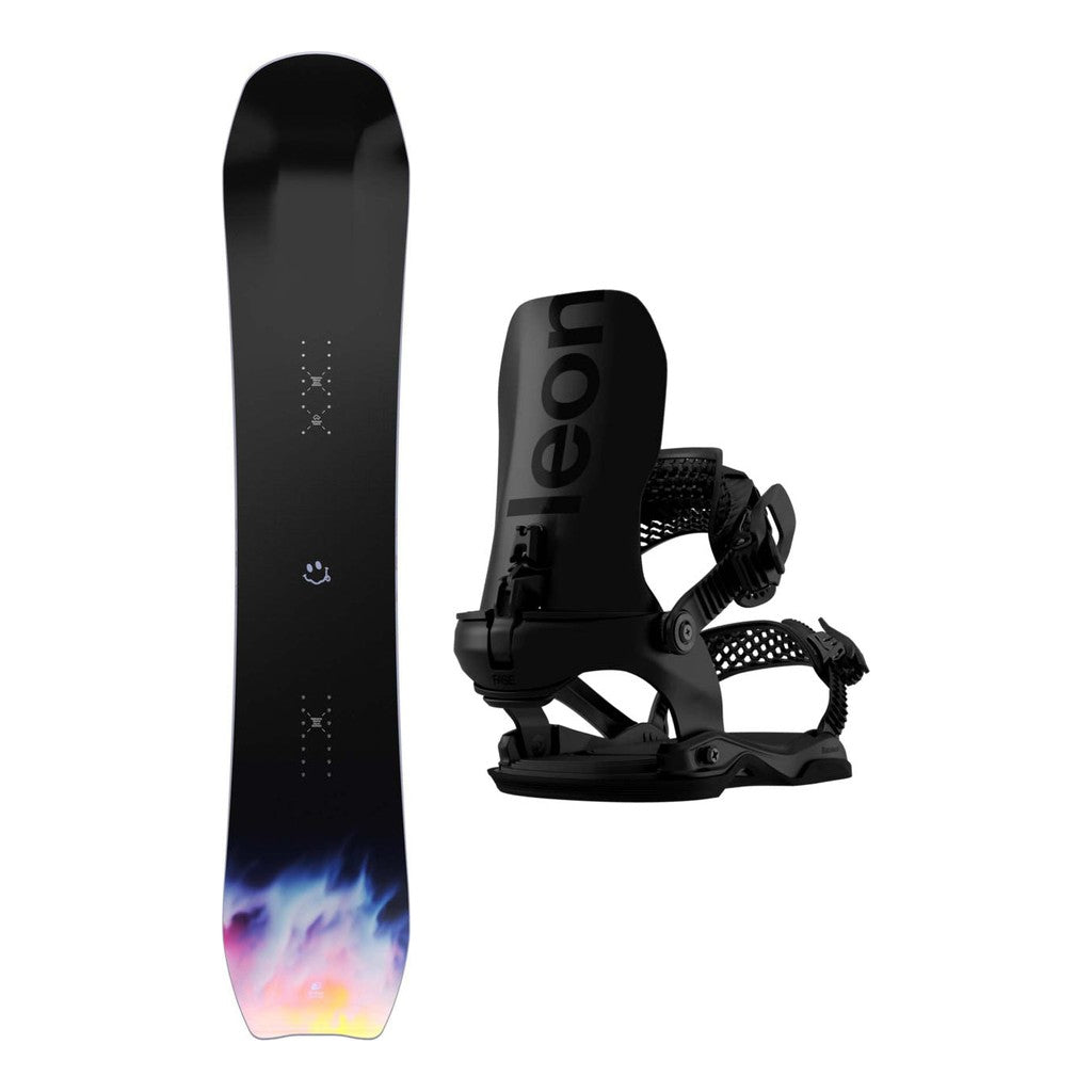 Bataleon Whatever Mens Snowboard 2027 with Blaster AW FASE Bindings Snowboard Package - Black