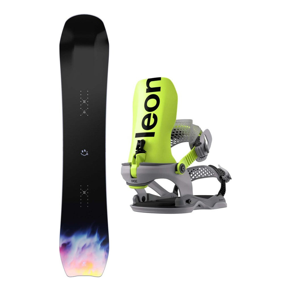 Bataleon Whatever Mens Snowboard 2027 with Blaster AW FASE Bindings Snowboard Package - Neon Yellow