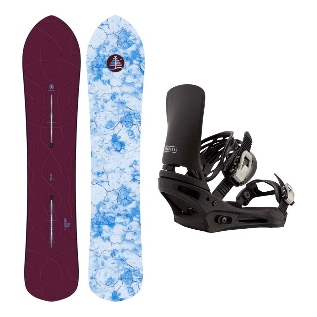 Burton Family Tree Sketch Artist Camber Adult Snowboard with Cartel Re:Flex Bindings Snowboard Package