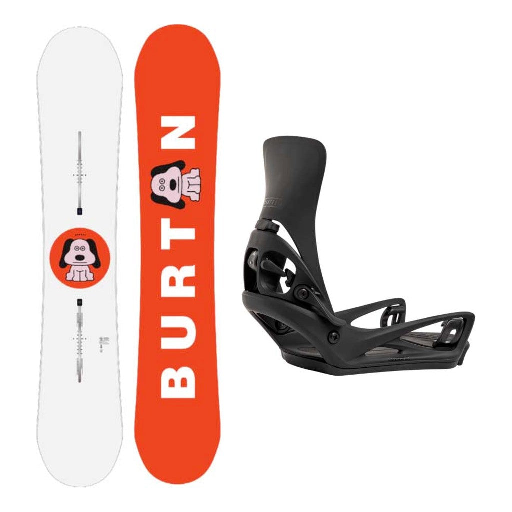 Burton Process Flying V Mens Snowboard with Step On Cartel X Bindings Snowboard Package - Black