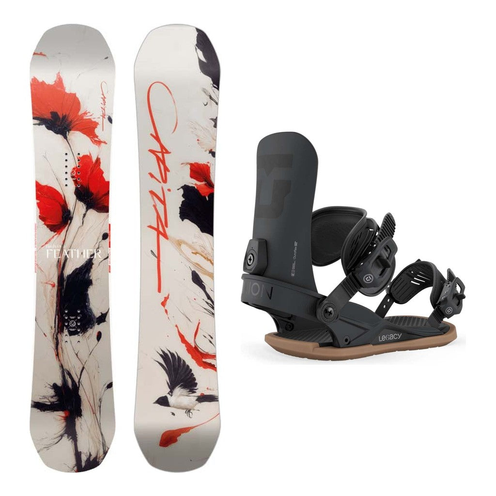 Capita Birds of a Feather Womens Snowboard 2027 with Legacy Bindings Snowboard Package - Black