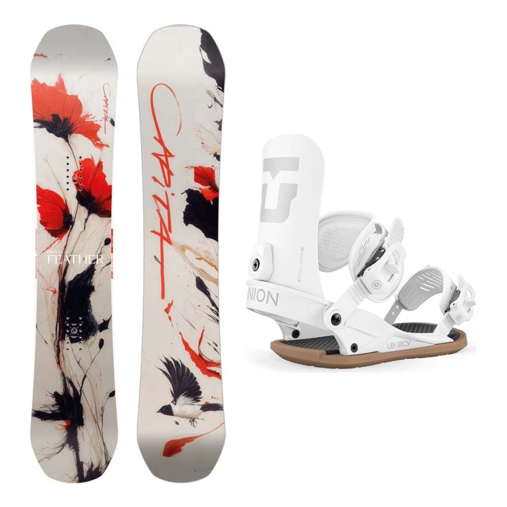 Capita Birds of a Feather Womens Snowboard 2027 with Legacy Bindings Snowboard Package - White