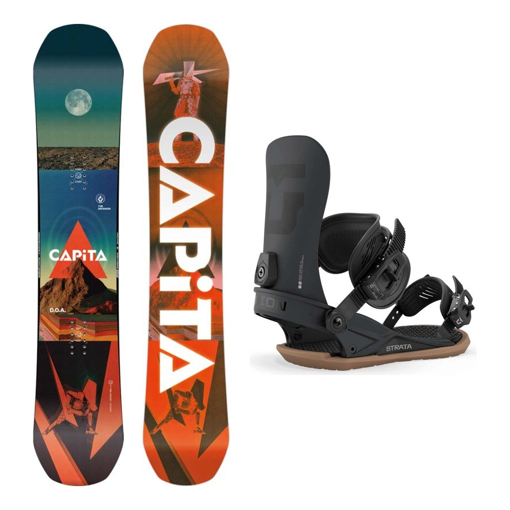 Capita D.O.A. Mens Snowboard 2027 with Strata Bindings Snowboard Package - Black
