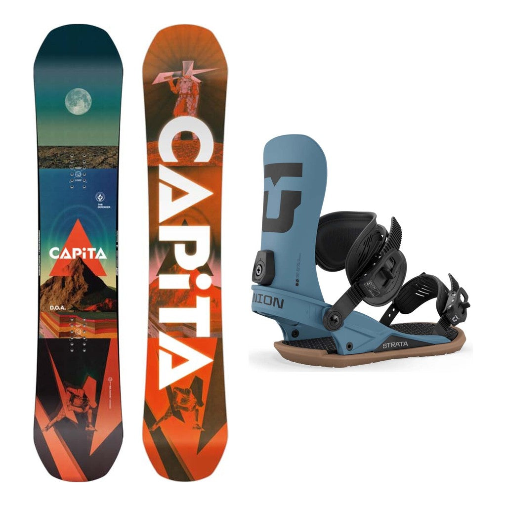 Capita D.O.A. Mens Snowboard 2027 with Strata Bindings Snowboard Package - Dark Blue