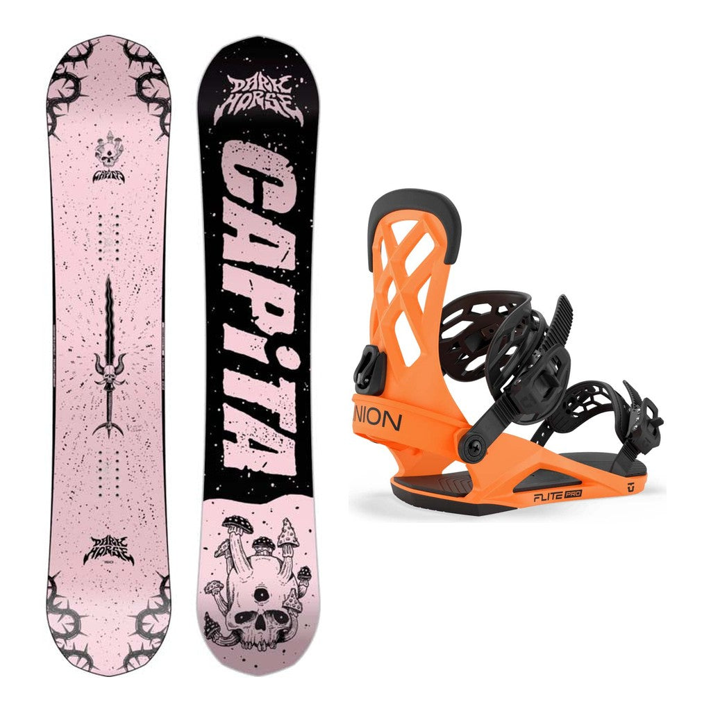 Capita Dark Horse Mens Snowboard 2027 with Flite Pro Bindings Snowboard Package - Orange