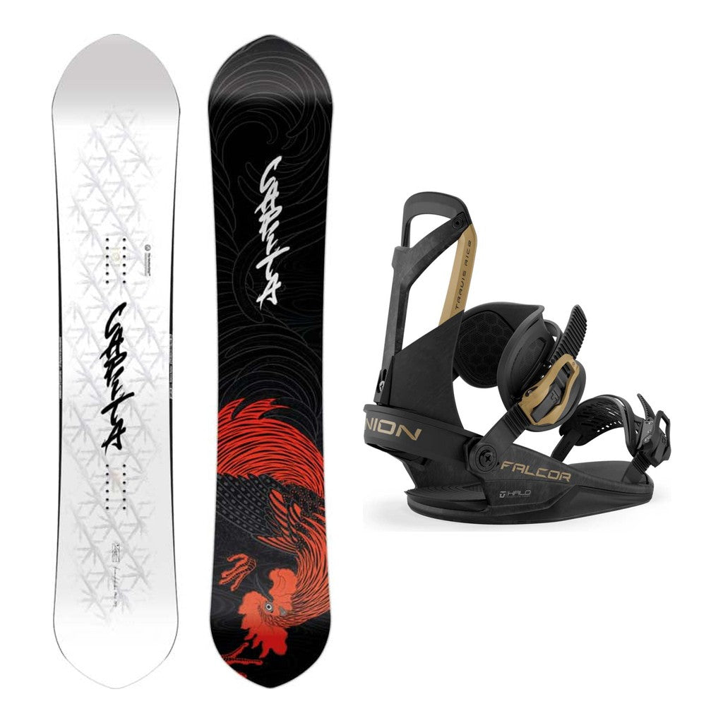Capita Kazu Kokubo Pro Mens Snowboard 2027 with Falcor Bindings Snowboard Package - Black