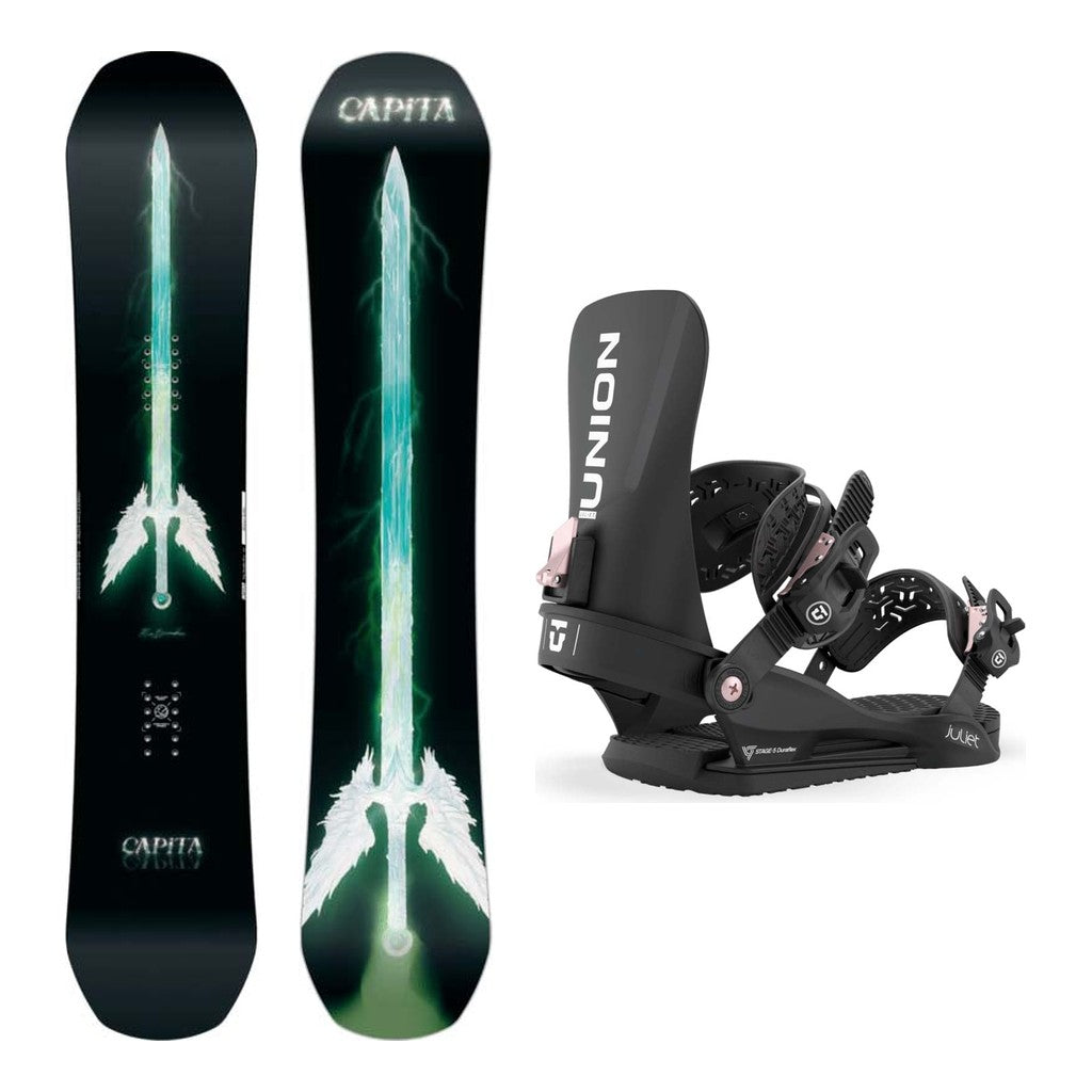 Capita Mia Brookes Pro Womens Snowboard 2027 with Juliet Bindings Snowboard Package - Black
