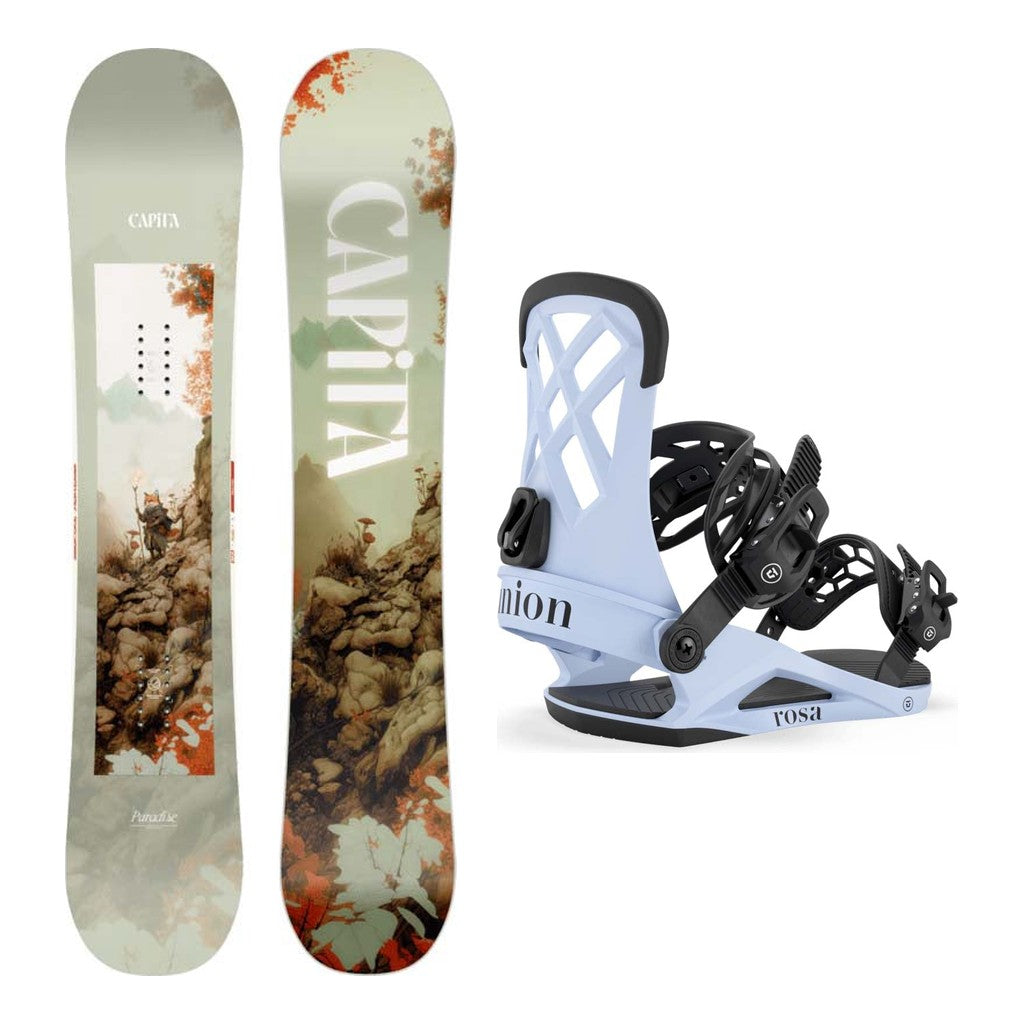 Capita Paradise Womens Snowboard 2027 with Rosa Bindings Snowboard Package - Light Blue