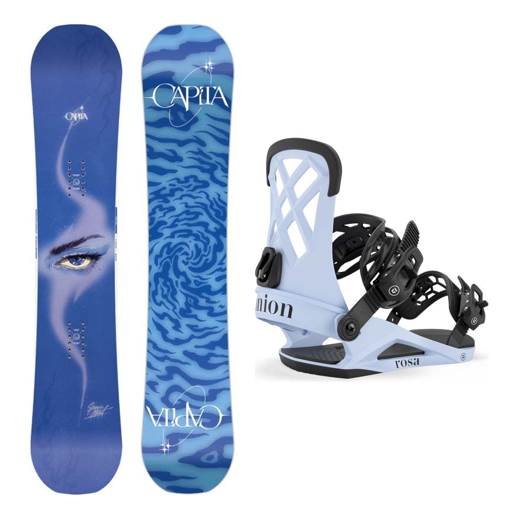 Capita Space Metal Fantasy Womens Snowboard 2027 with Rosa Bindings Snowboard Package - Light Blue