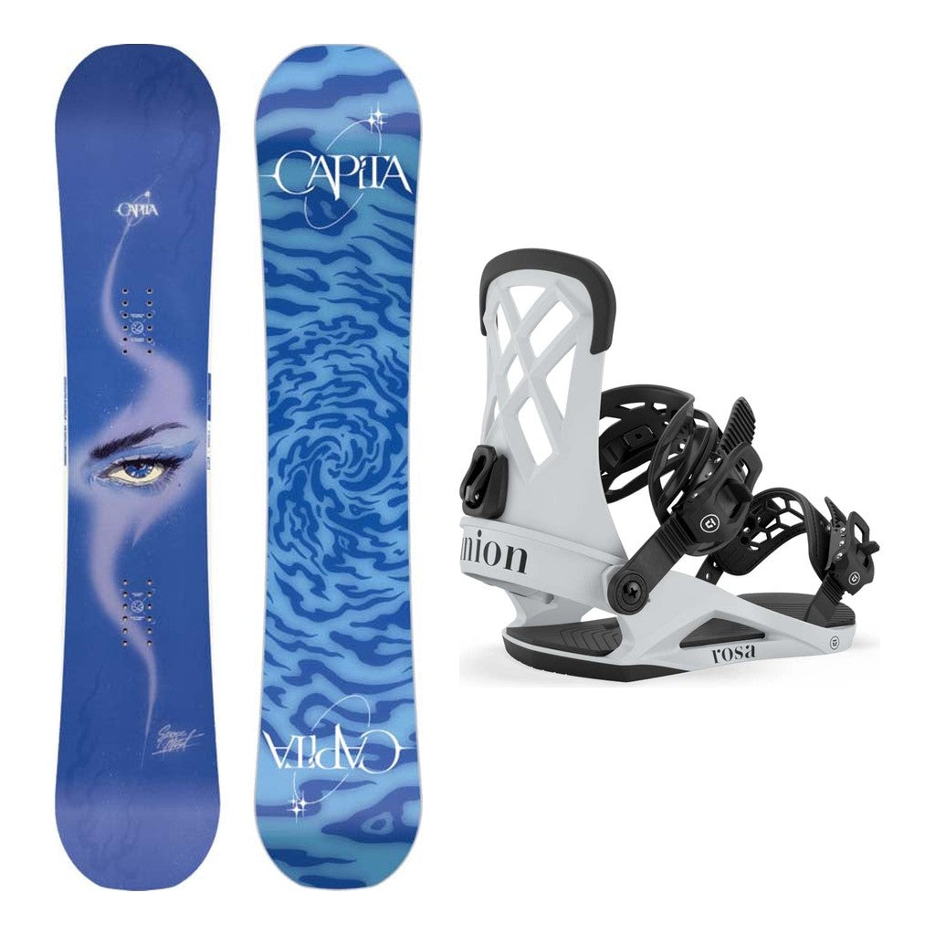 Capita Space Metal Fantasy Womens Snowboard 2027 with Rosa Bindings Snowboard Package - Light Grey