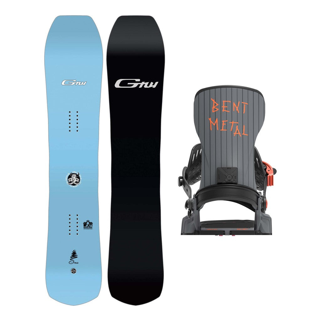 GNU Gremlin Mens Snowboard 2027 with Bent Metal T-Zero Bindings Snowboard Package - Black