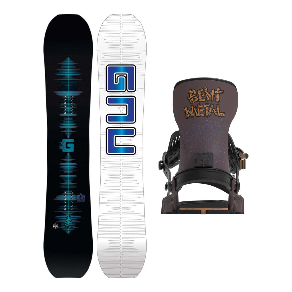 GNU Upgrade Mens Snowboard 2027 with Bent Metal Transfer Bindings Snowboard Package - Coffee