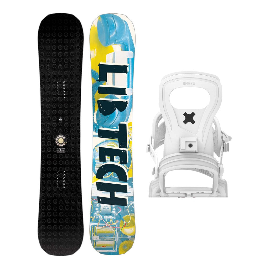 Lib Tech Legitimizer Mens Snowboard 2027 with Bent Metal Joint Bindings Snowboard Package - White