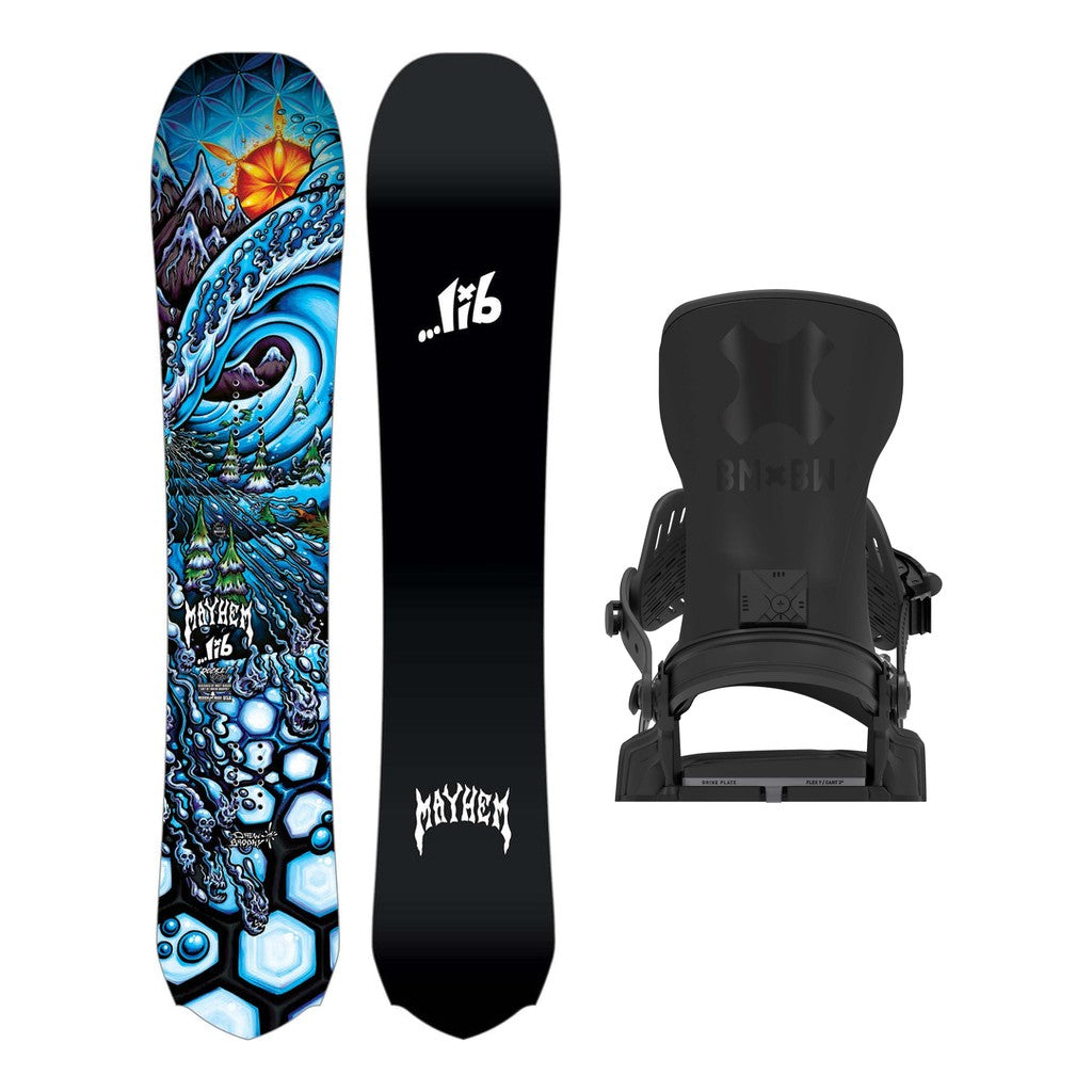 Lib Tech Mayhem Rocket Mens Snowboard 2027 with Bent Metal Transfer Pro Bindings Snowboard Package