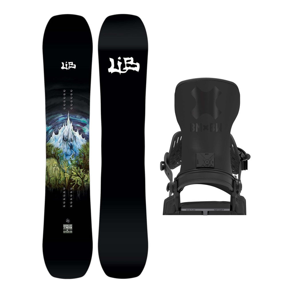 Lib Tech Skunk Ape Twin Mens Snowboard 2027 with Bent Metal Transfer Pro Bindings Snowboard Package