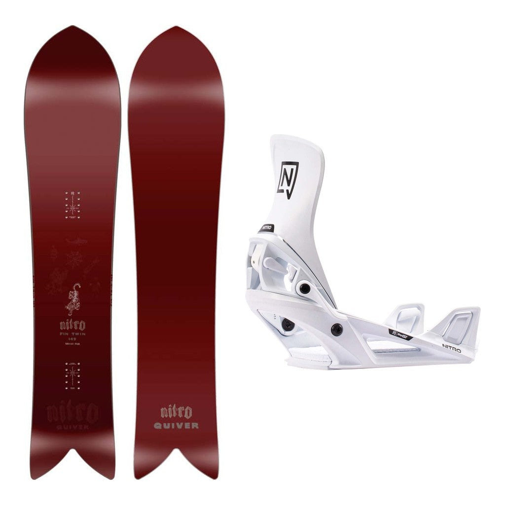 Nitro Fintwin Adult Snowboard 2027 with Step-On Bindings Snowboard Package - White