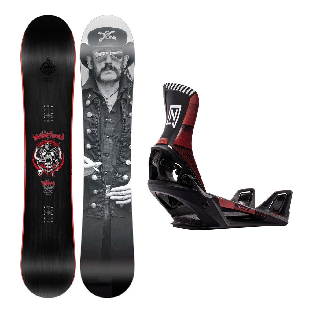 Nitro Phase X Motorhead Mens Snowboard 2027 with Step-On Bindings Snowboard Package - OG
