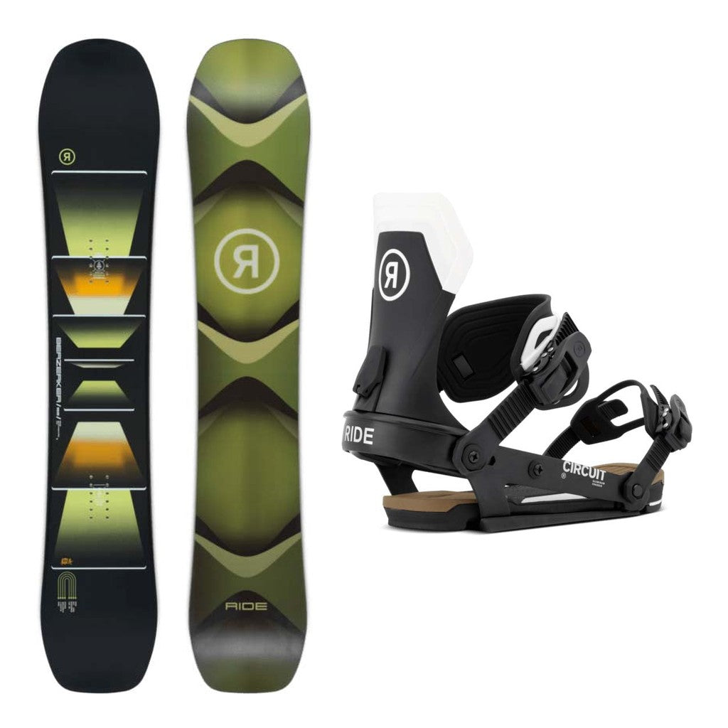 Ride Berzerker Mens Snowboard 2027 with Circuit Bindings Snowboard Package - Black