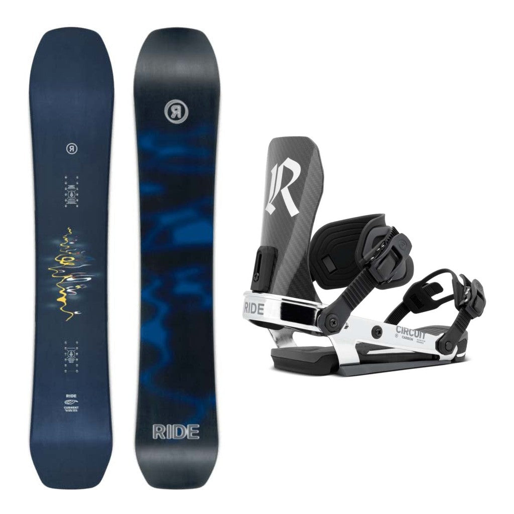 Ride Current Adult Snowboard 2027 with Circuit Carbon Bindings Snowboard Package