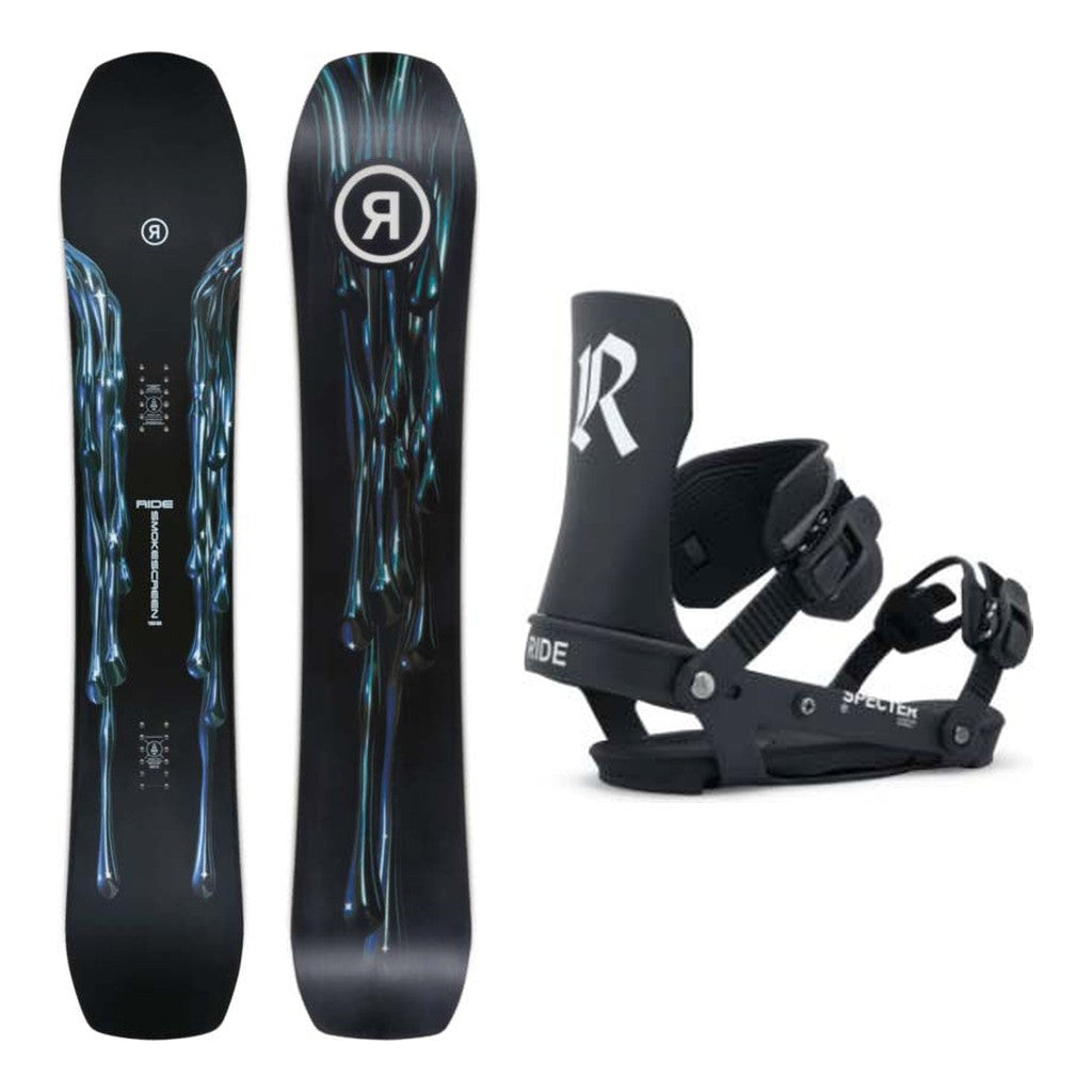Ride Smokescreen Mens Snowboard 2027 with Specter Bindings Snowboard Package - Black