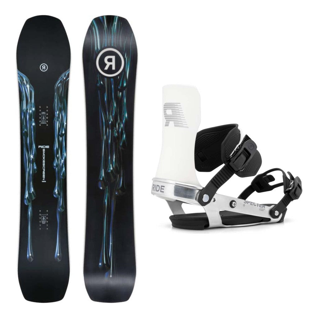 Ride Smokescreen Mens Snowboard 2027 with Specter Bindings Snowboard Package - Chrome