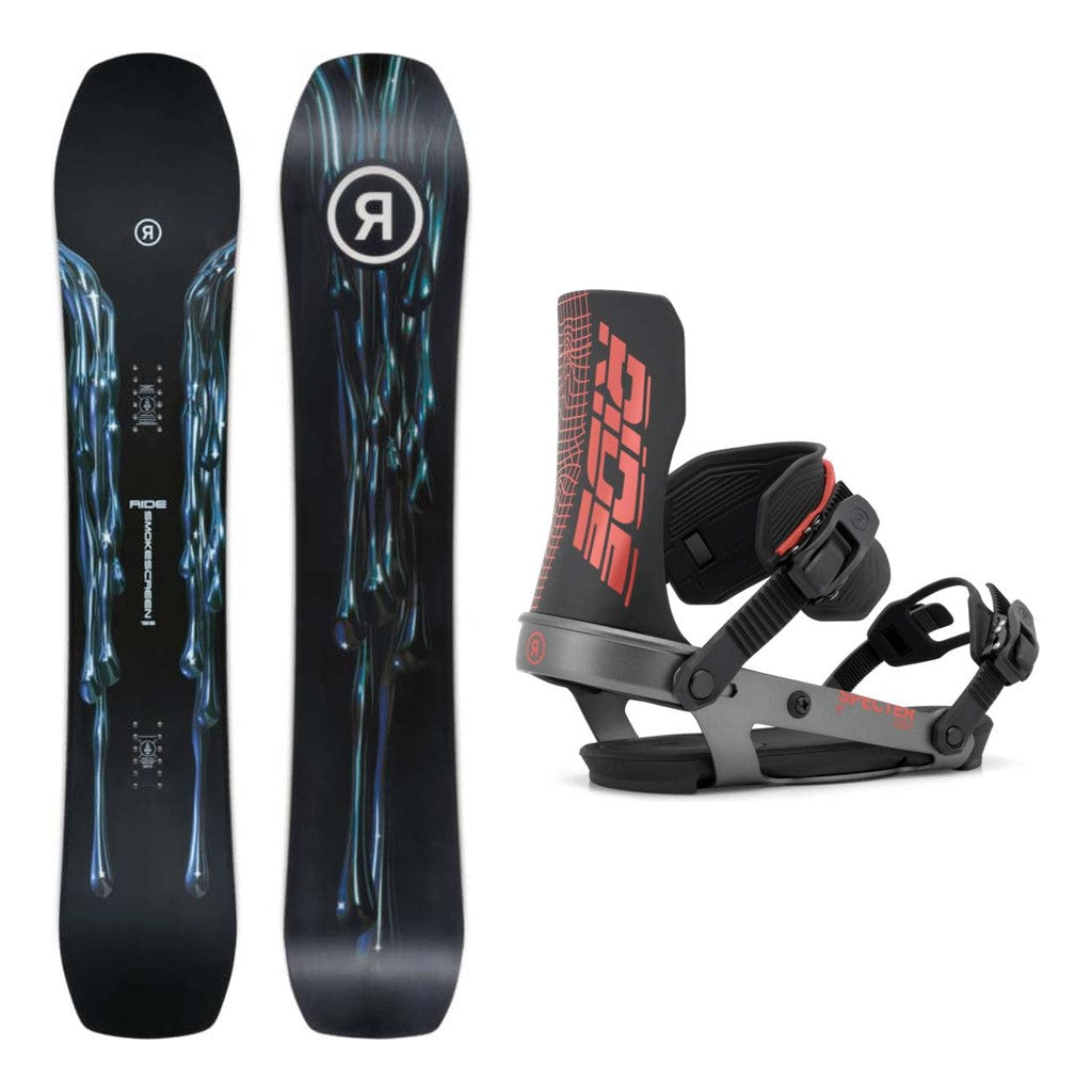 Ride Smokescreen Mens Snowboard 2027 with Specter Bindings Snowboard Package - Red