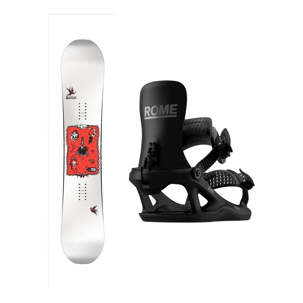 Rome Hype Womens Snowboard 2027 with Volt FASE Bindings Snowboard Package - Black
