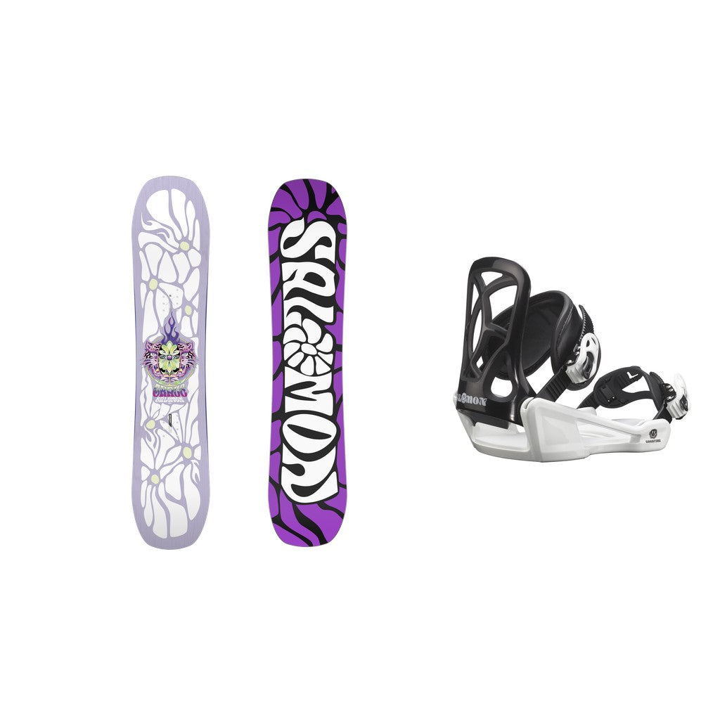 Salomon Grace Kids Snowboard 2027 with Goodtime Snowboard Bindings Kids Bindings Snowboard Package - Black