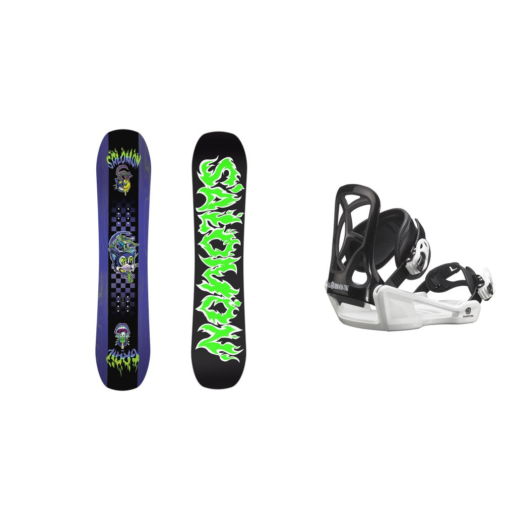 Salomon Grail Kids Snowboard 2027 with Goodtime Snowboard Bindings Kids Bindings Snowboard Package - Black
