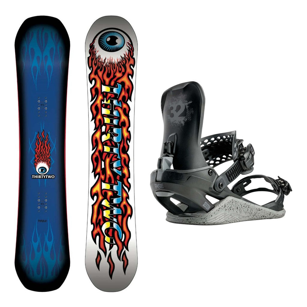 Thirty Two Cold World Mens Snowboard 2027 with Thirty Two Basin Public FASE Bindings Snowboard Package