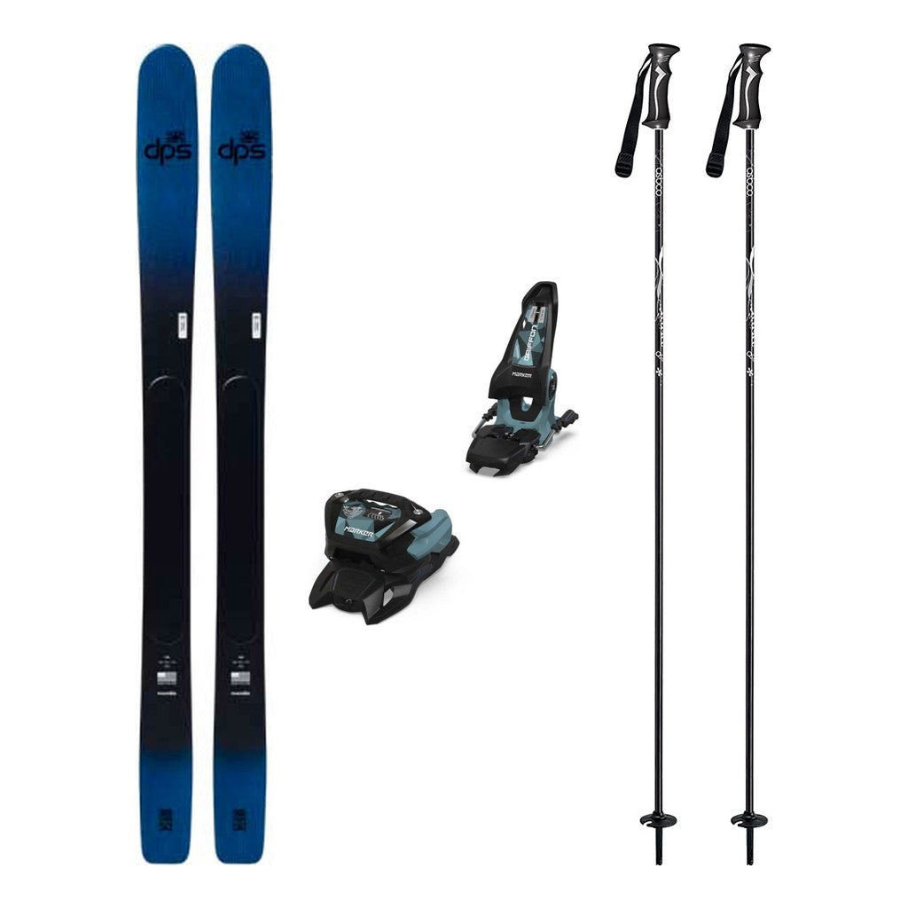 DPS Kaizen 100 Mens Skis 2027 with Griffon 13 ID Bindings Ski Package - Black/Powder Blue