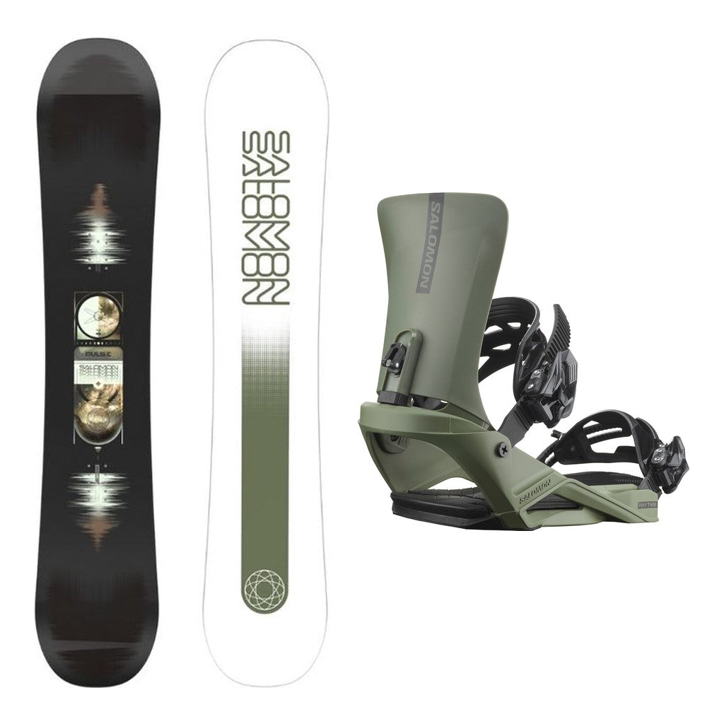 Salomon Pulse Snowboard Mens 2026 with Rhythm Bindings Snowboard Package - Lichen Green